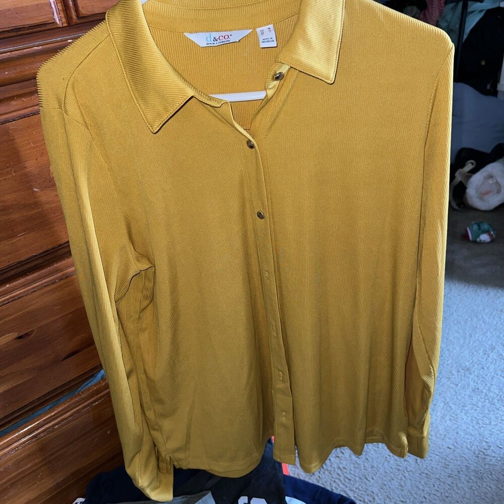 Denim & Co Mens Polo Shirt  Med Yellow-Mustard